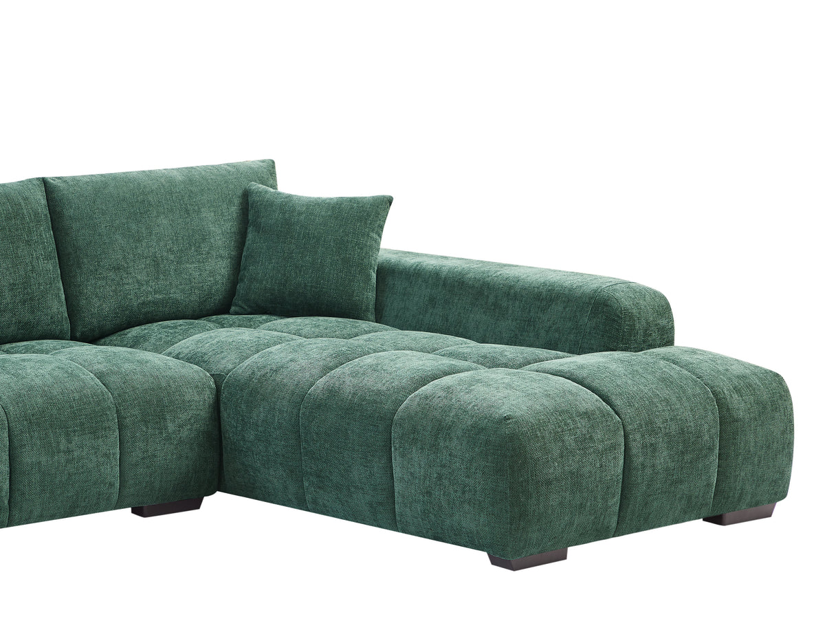 Canapé nuage d'angle droit en tissu texturé vert - BERENIA