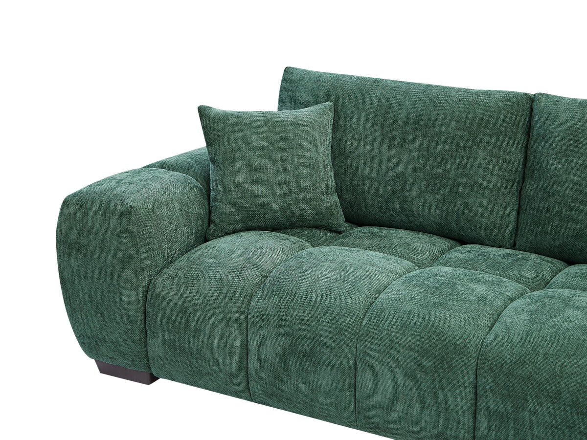 Canapé nuage d'angle droit en tissu texturé vert - BERENIA