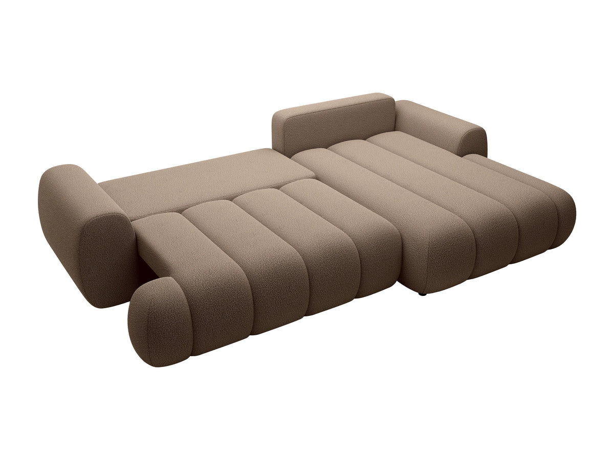 Canapé nuage d'angle droit convertible en tissu taupe - FRIDORA