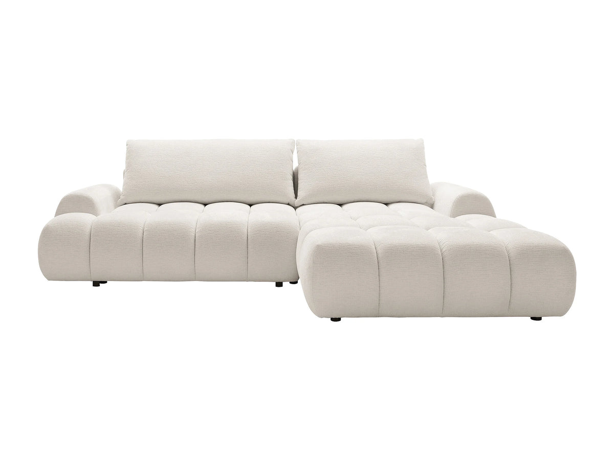 Canapé nuage d'angle droit convertible en tissu chenille beige - FARNETA