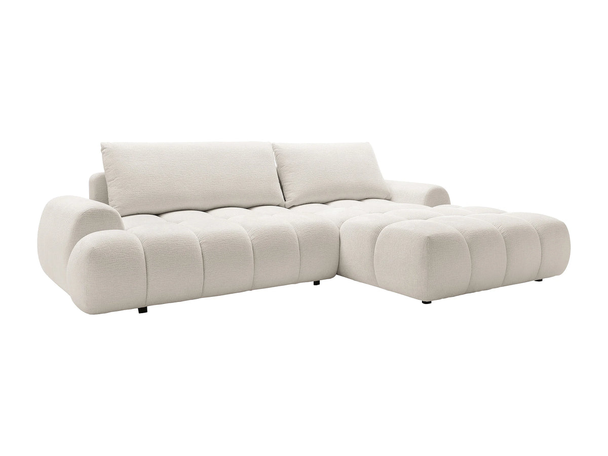 Canapé nuage d'angle droit convertible en tissu chenille beige - FARNETA