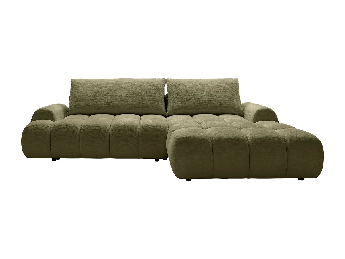 Canapé nuage d'angle droit convertible en tissu chenille vert - FARNETA