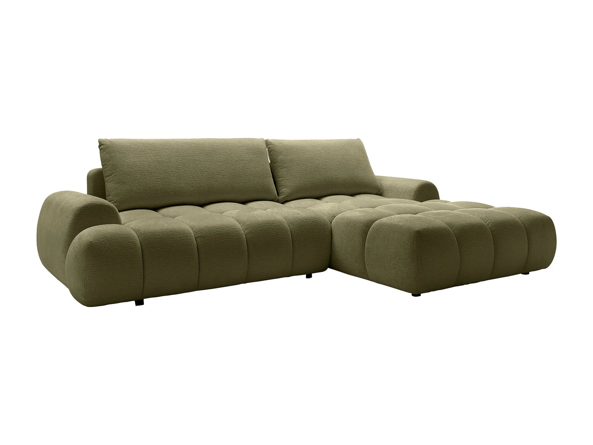 Canapé nuage d'angle droit convertible en tissu chenille vert - FARNETA