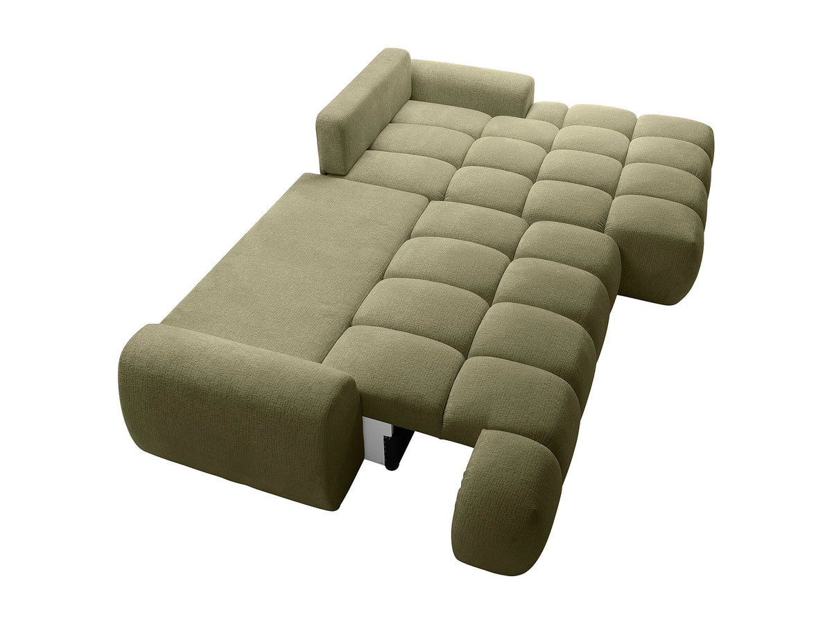 Canapé nuage d'angle droit convertible en tissu chenille vert - FARNETA