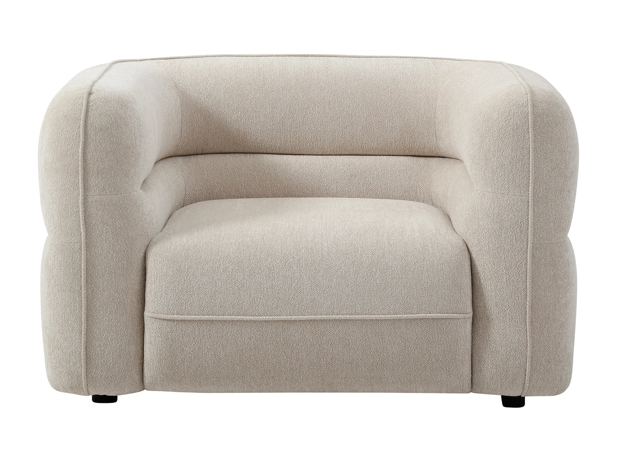 Fauteuil nuage en tissu chenille beige - TALIENA