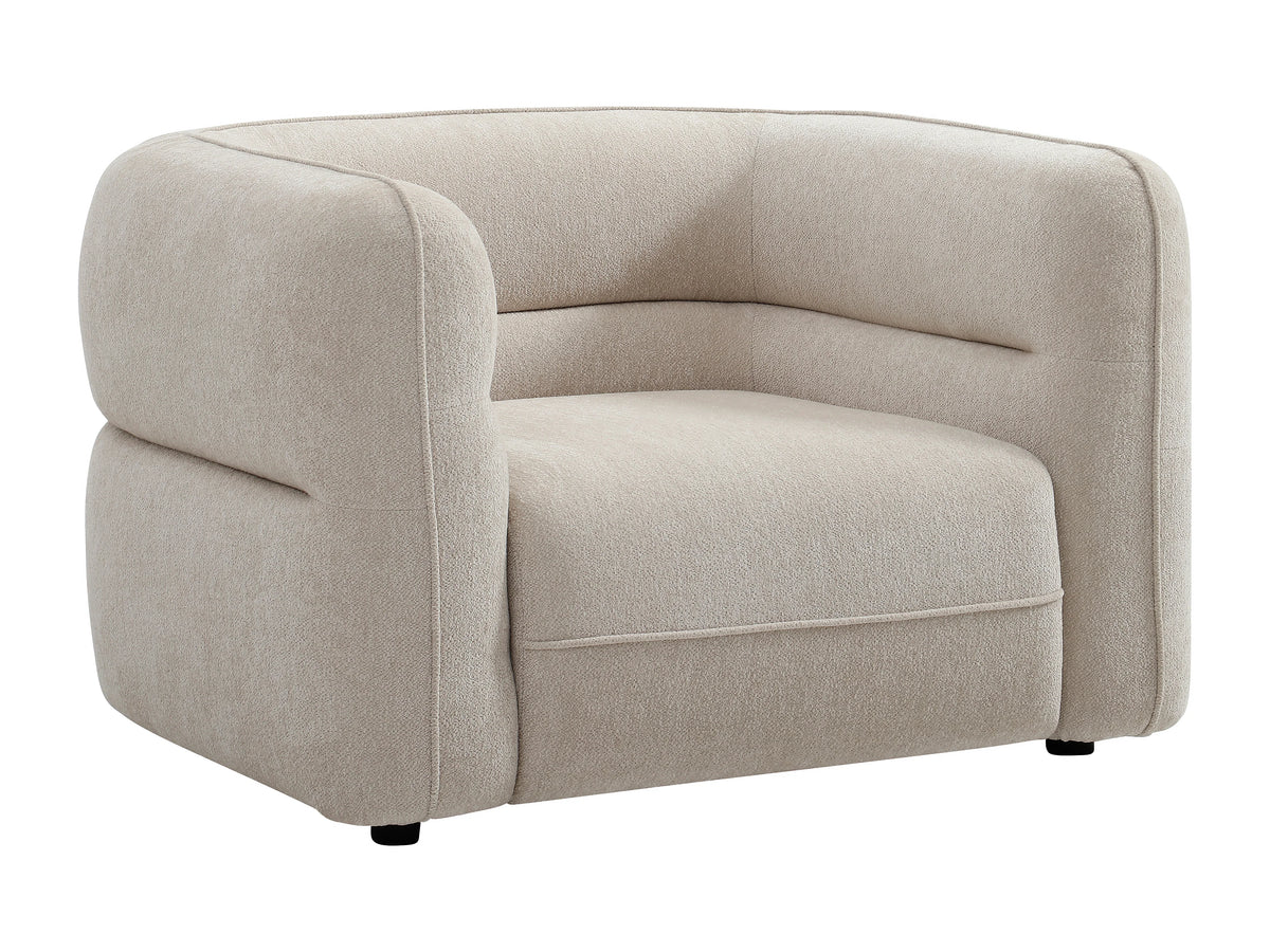 Fauteuil nuage en tissu chenille beige - TALIENA