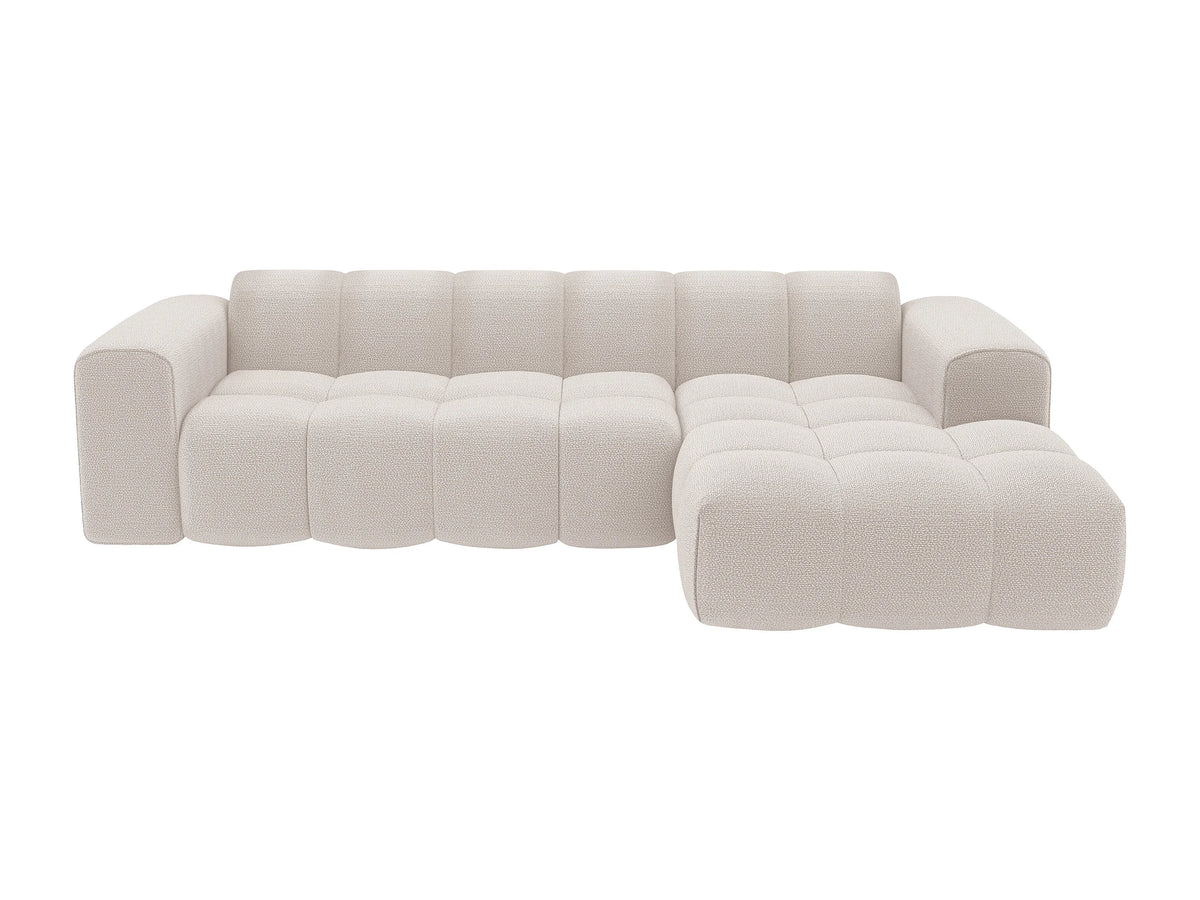 Canapé nuage d'angle droit en tissu chenille beige - CALESO