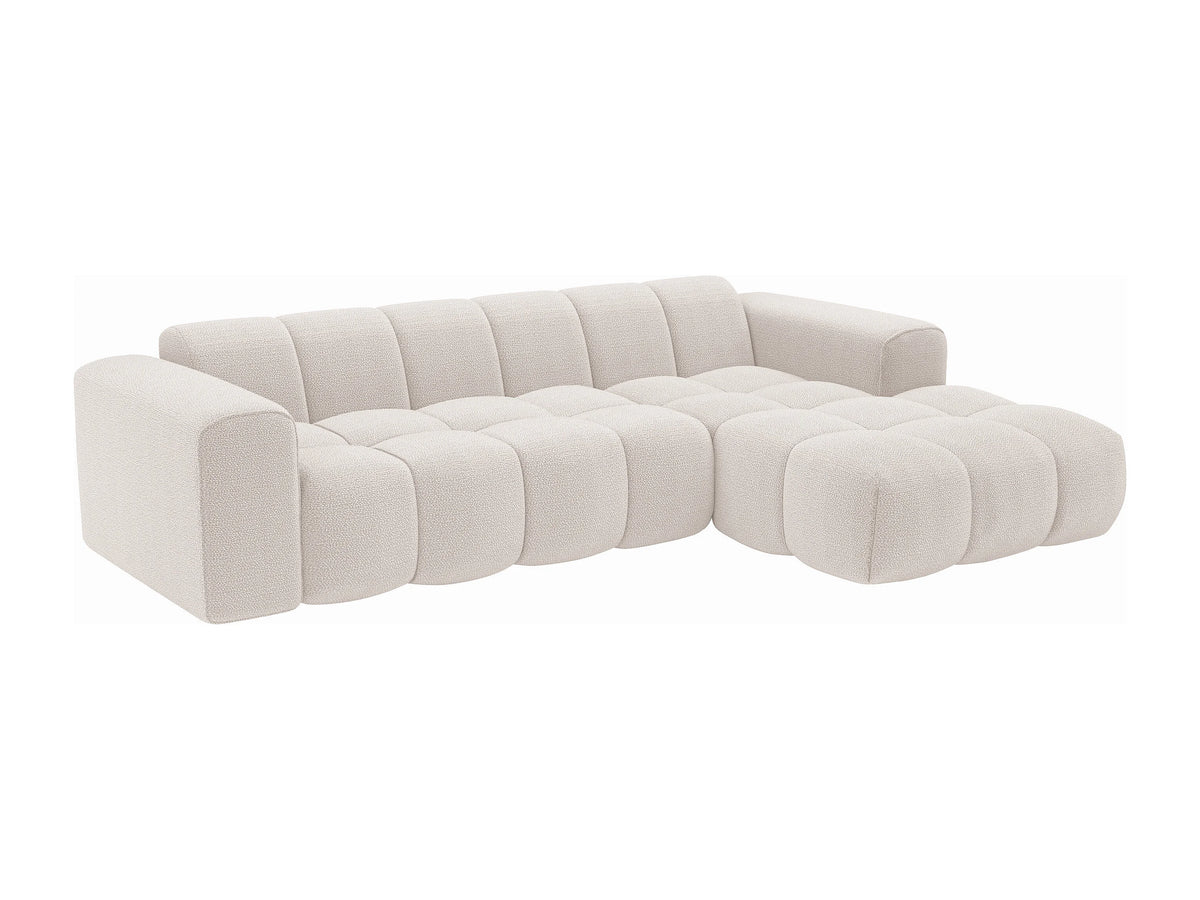 Canapé nuage d'angle droit en tissu chenille beige - CALESO