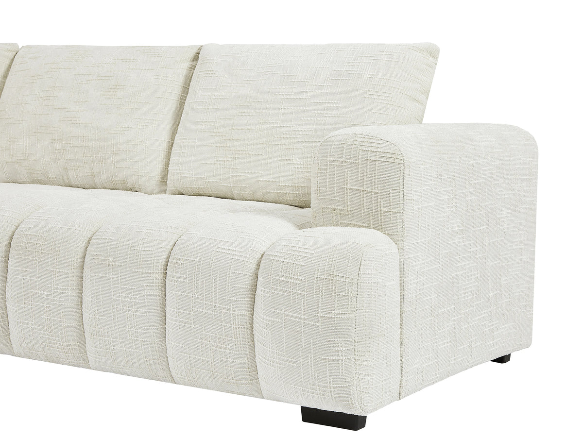 Canapé nuage d'angle gauche en tissu texturé beige - BENOLA