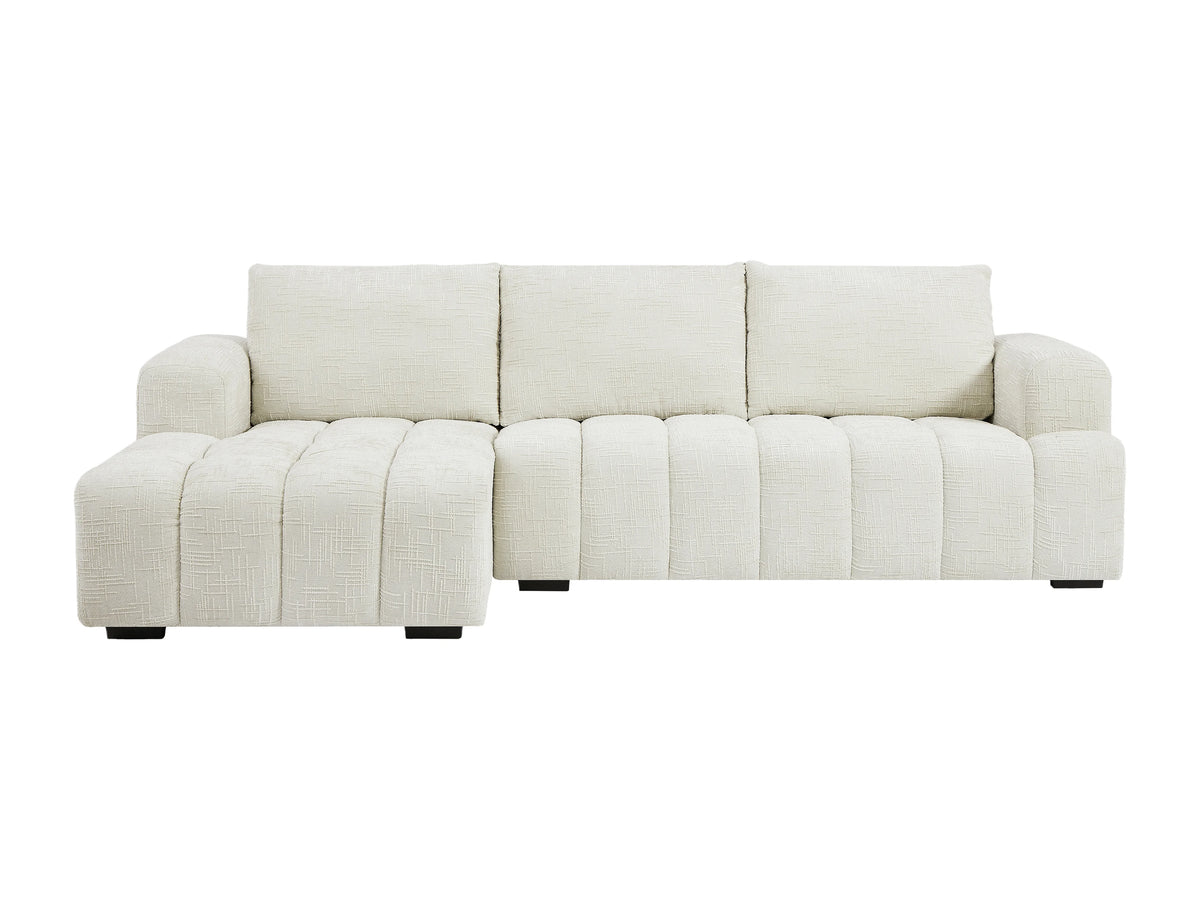 Canapé nuage d'angle gauche en tissu texturé beige - BENOLA