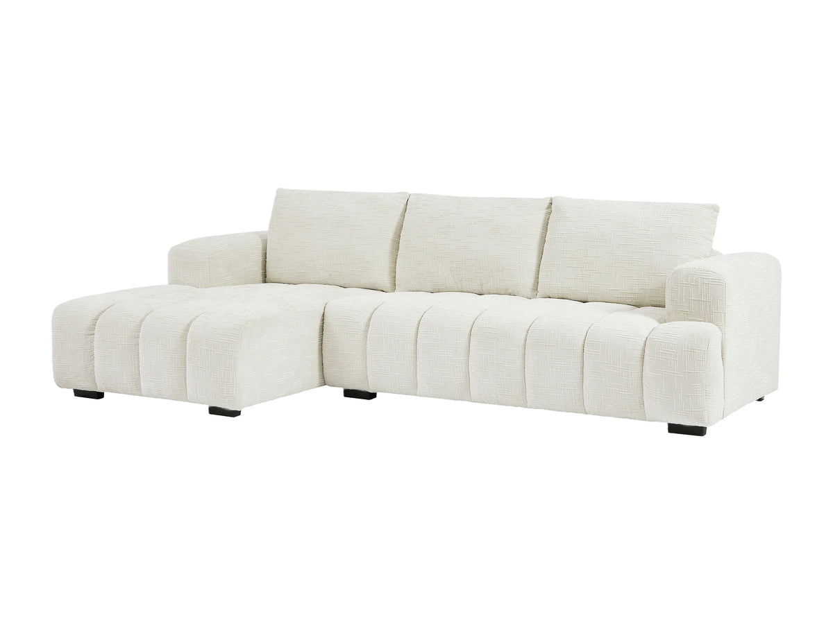 Canapé nuage d'angle gauche en tissu texturé beige - BENOLA
