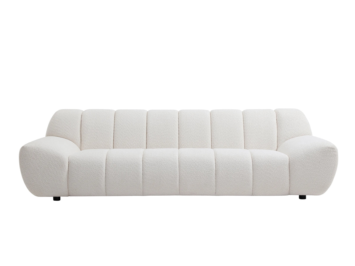 Canapé nuage droit en tissu bouclette blanc - SORIELI