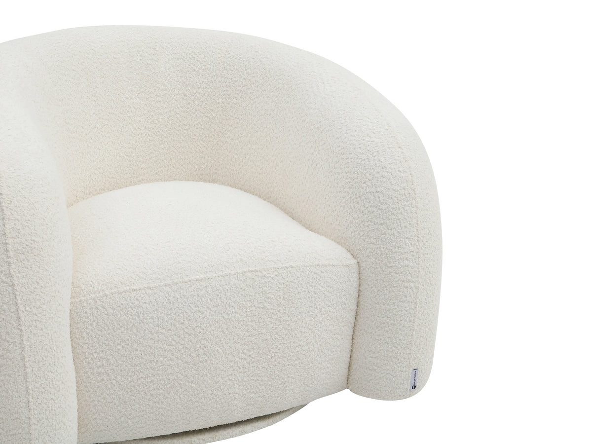 Fauteuil nuage pivotant en tissu bouclette blanc - LAPIOTA