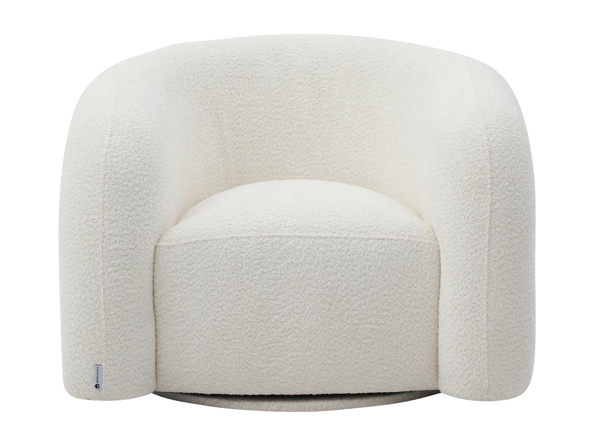 Fauteuil nuage pivotant en tissu bouclette blanc - LAPIOTA