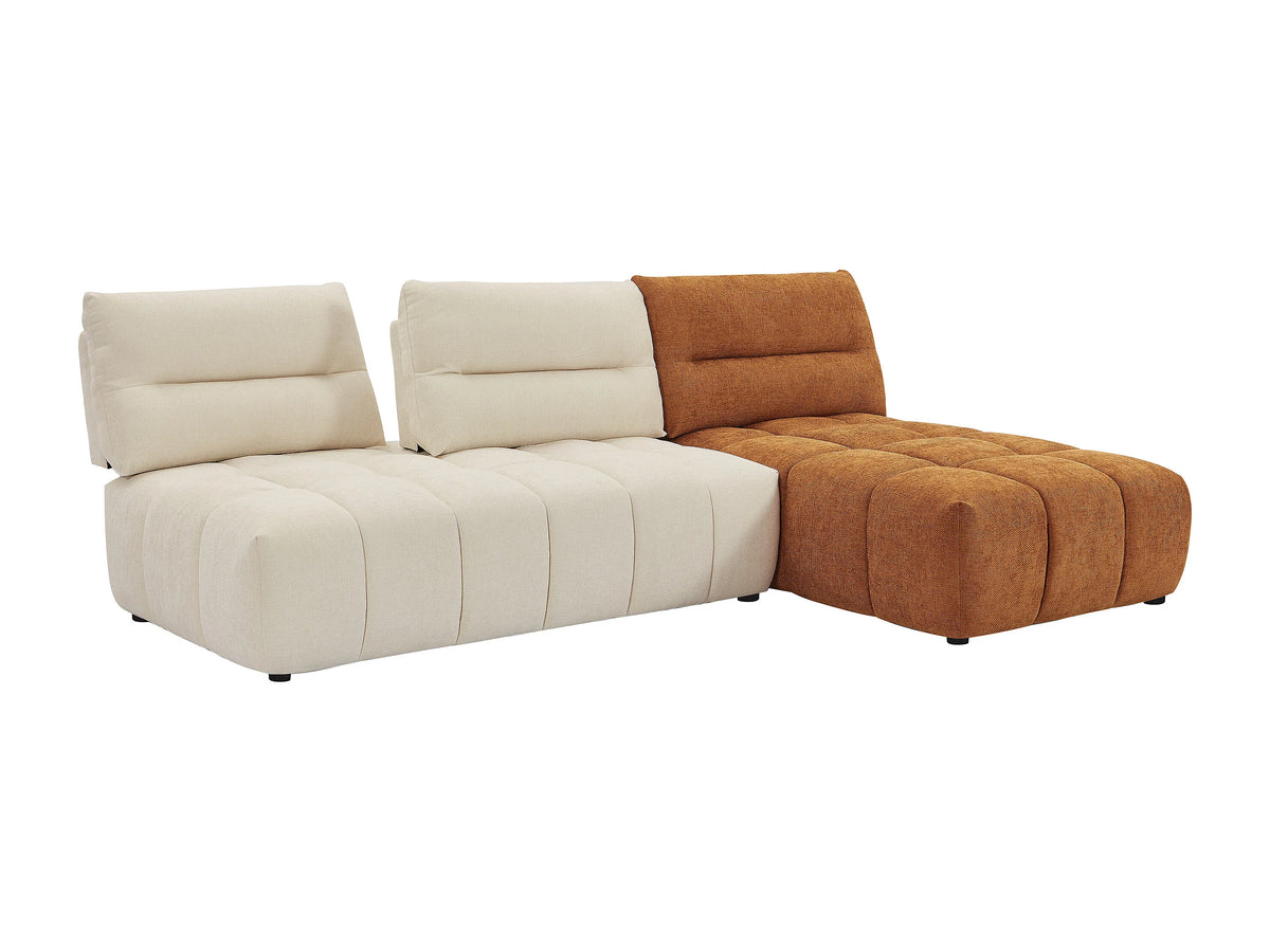 Canapé nuage d'angle modulable dossier avance-recule beige et terracotta - APOLIU