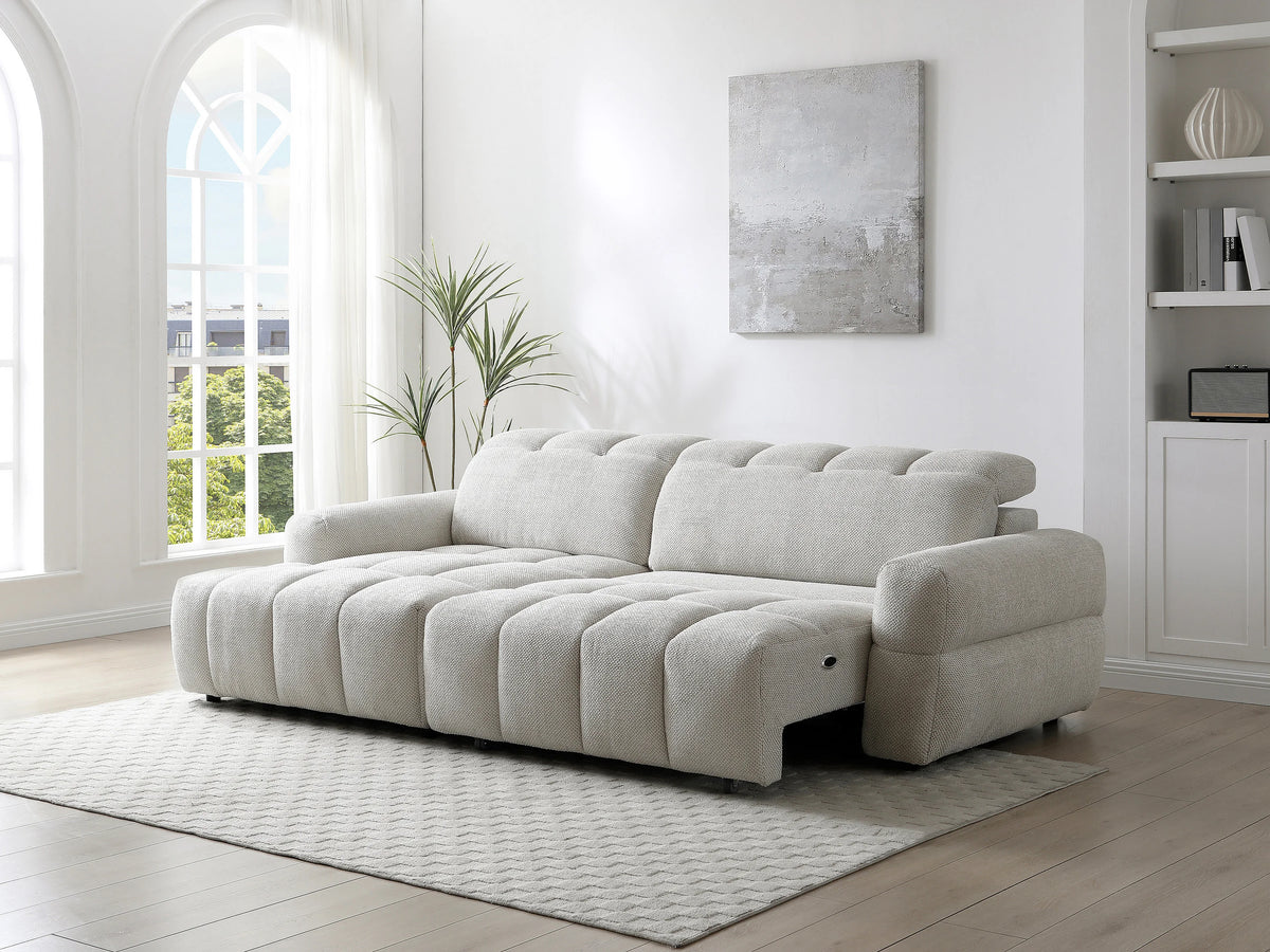 Canapé nuage d'angle gauche relax en tissu beige - CARIALA