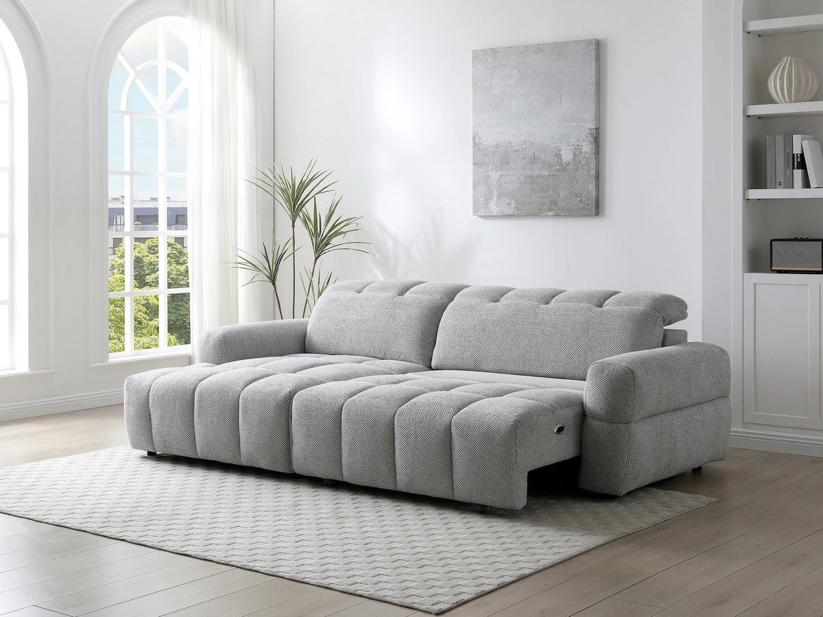 Canapé nuage d'angle gauche relax en tissu gris - CARIALA