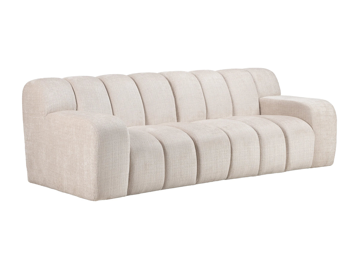 Canapé nuage 3 places en tissu chenille beige - BELADON
