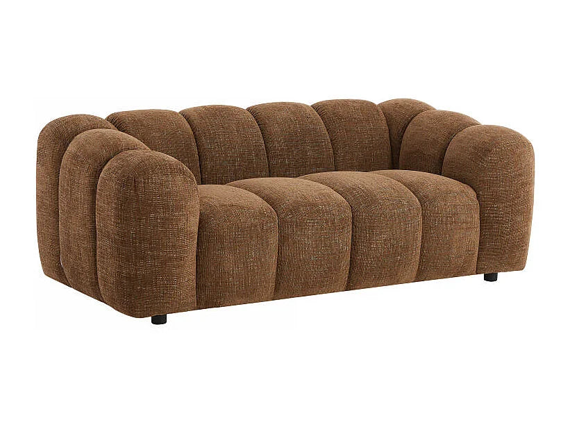 Canapé nuage 2 places en tissu chenille marron - NELIMAR