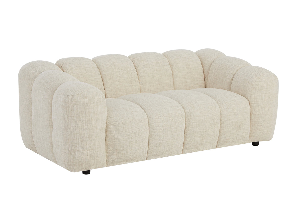 Canapé nuage 2 places en tissu chenille beige - NELIMAR