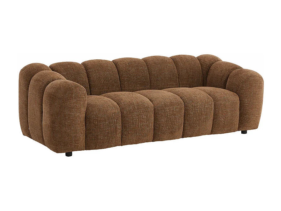 Canapé nuage 3 places en tissu chenille marron - NELIMAR
