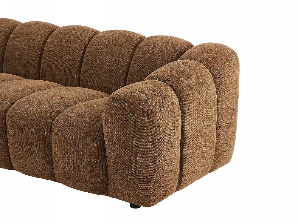 Canapé nuage 3 places en tissu chenille marron - NELIMAR