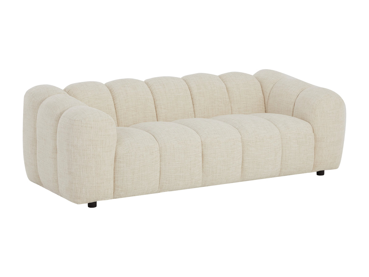 Canapé nuage 3 places en tissu chenille beige - NELIMAR