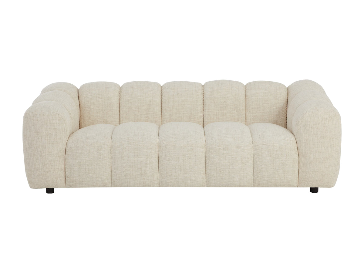 Canapé nuage 3 places en tissu chenille beige - NELIMAR