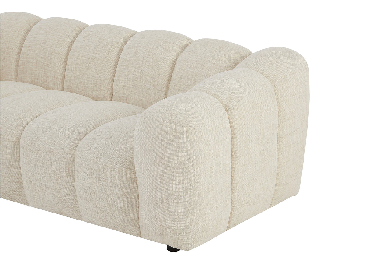 Canapé nuage 3 places en tissu chenille beige - NELIMAR