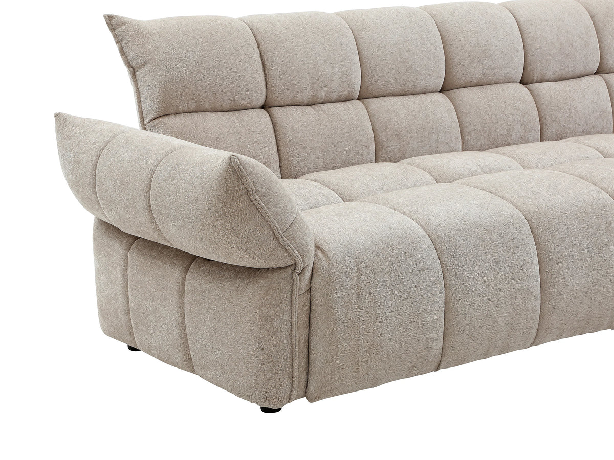 Canapé nuage convertible clic-clac en tissu chenille beige - HAKEMO