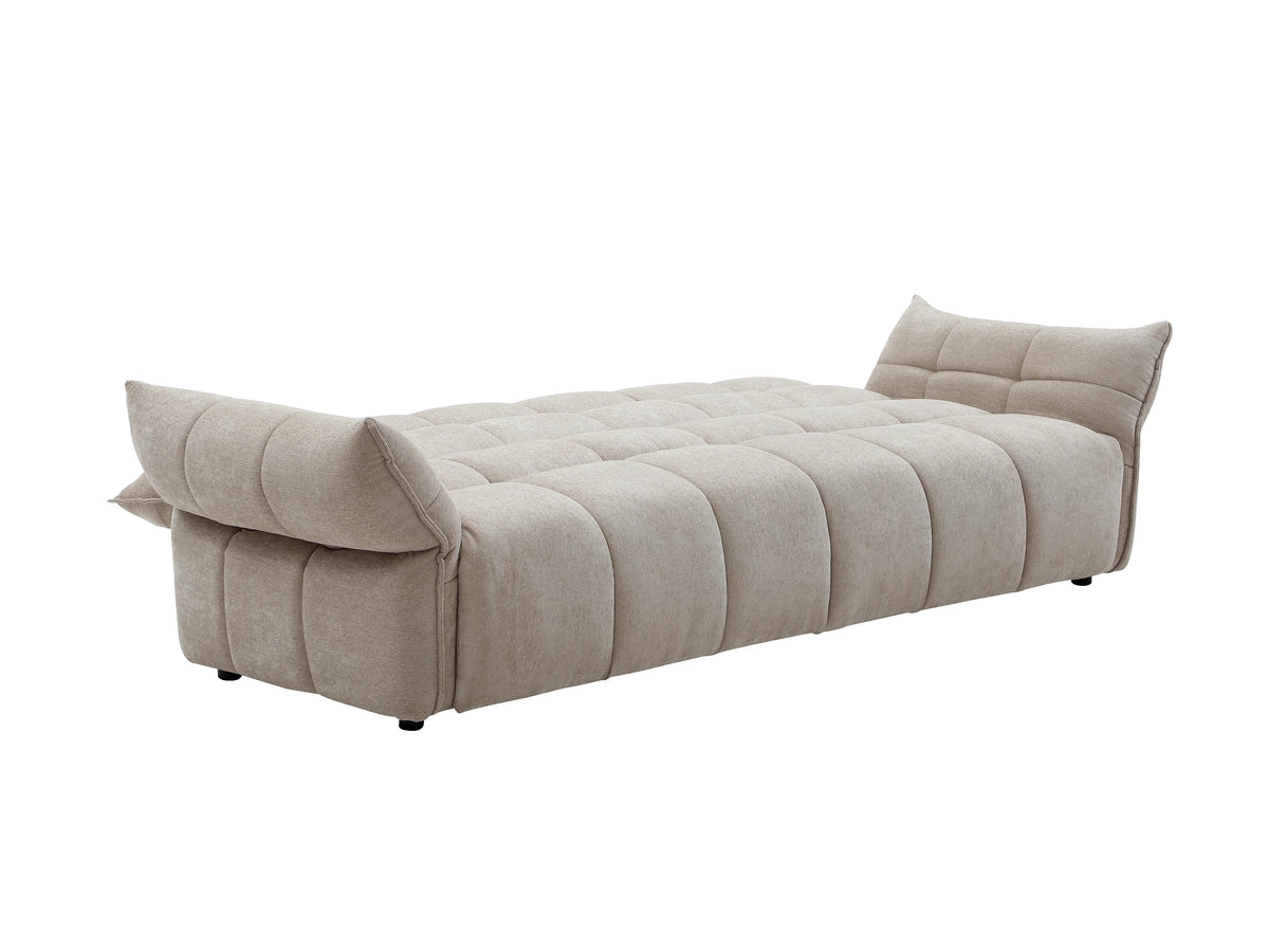Canapé nuage convertible clic-clac en tissu chenille beige - HAKEMO