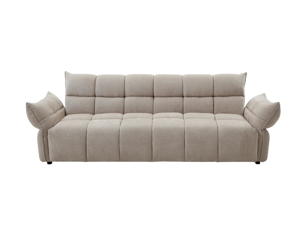 Canapé nuage convertible clic-clac en tissu chenille beige - HAKEMO