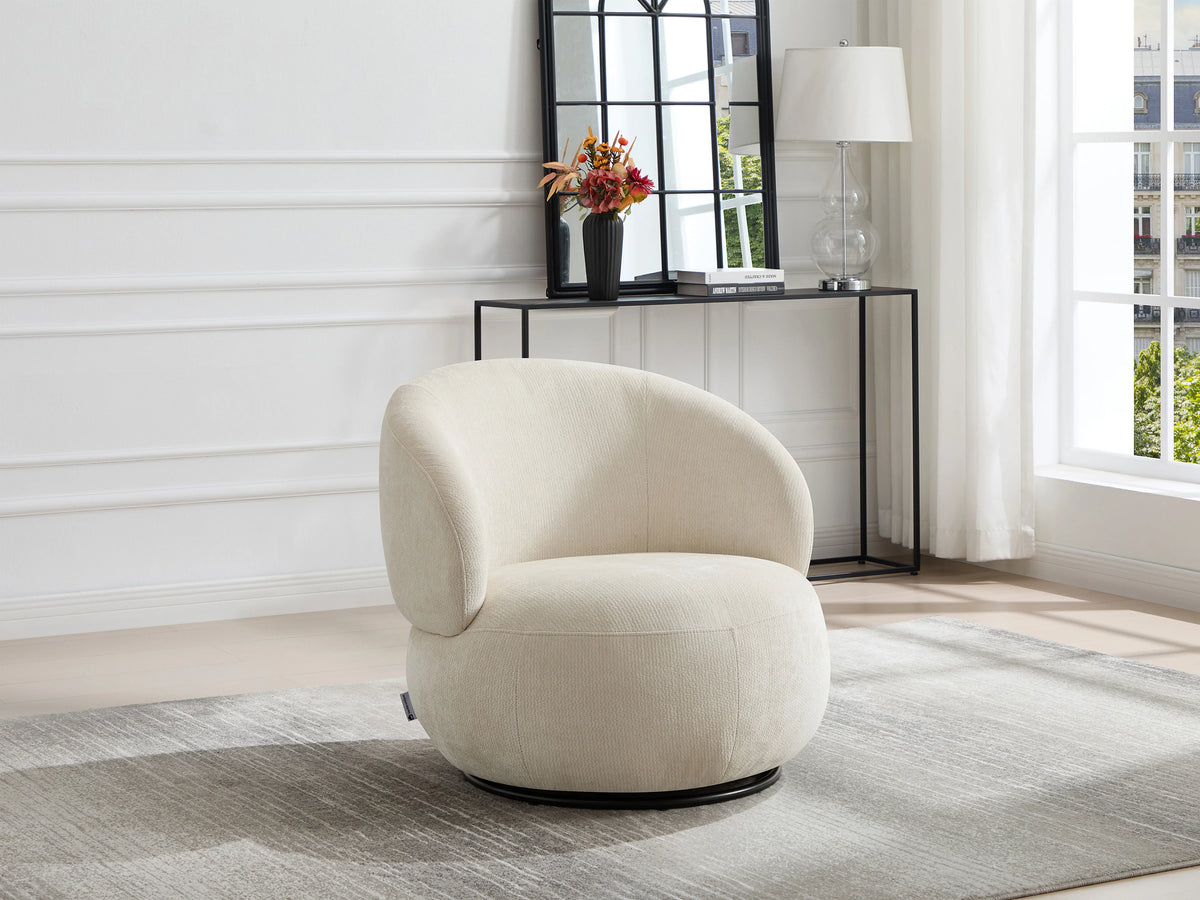 Fauteuil nuage rotatif en tissu texturé beige - LACAZO