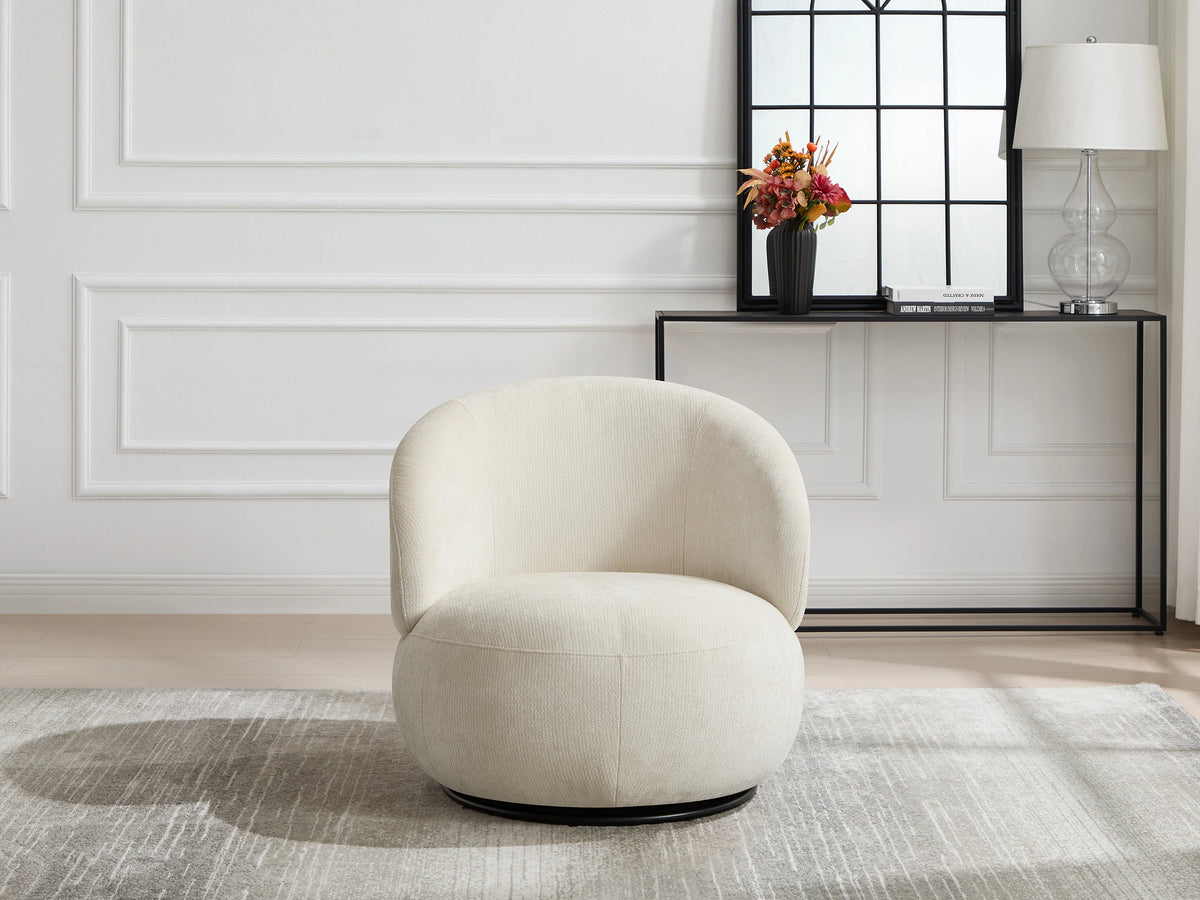 Fauteuil nuage rotatif en tissu texturé beige - LACAZO