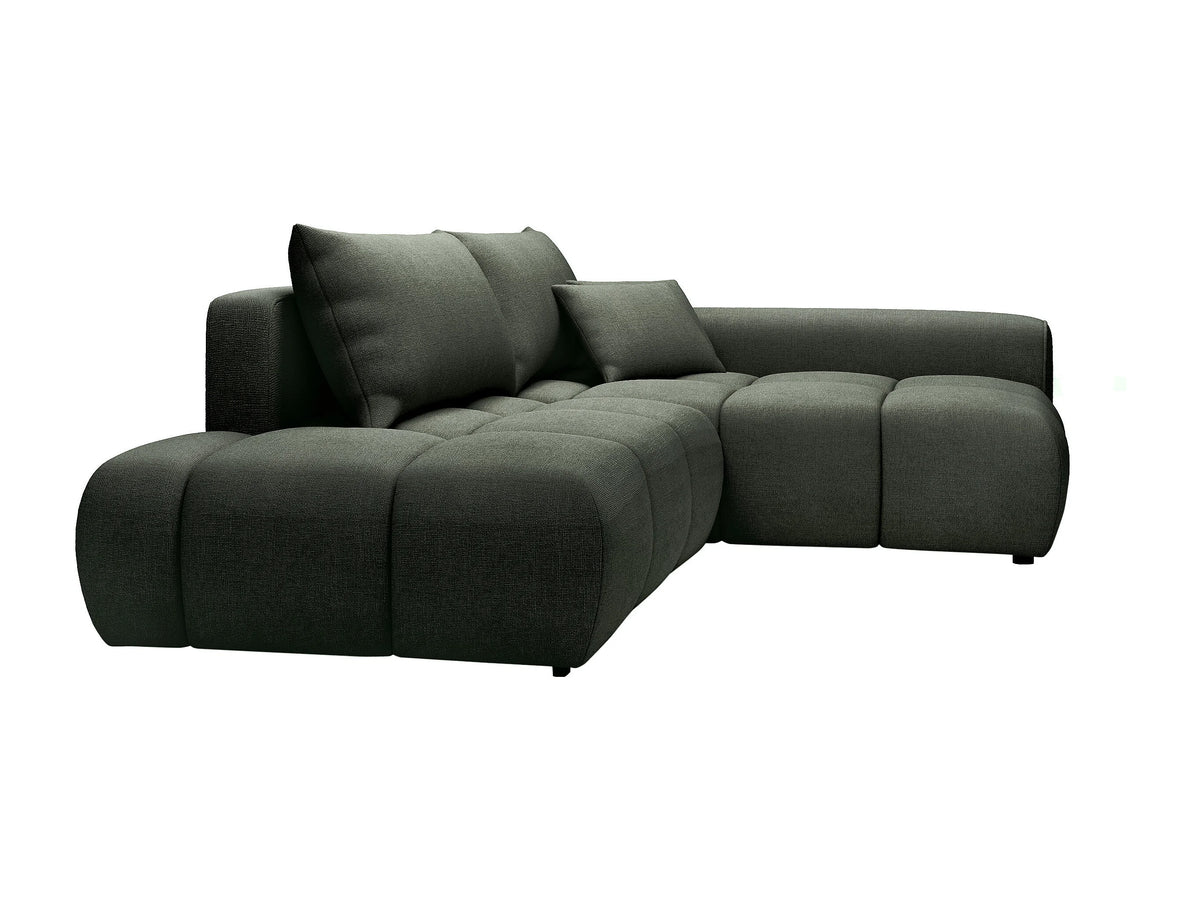 Canapé nuage d'angle droit convertible en tissu vert sapin - MINTURNO