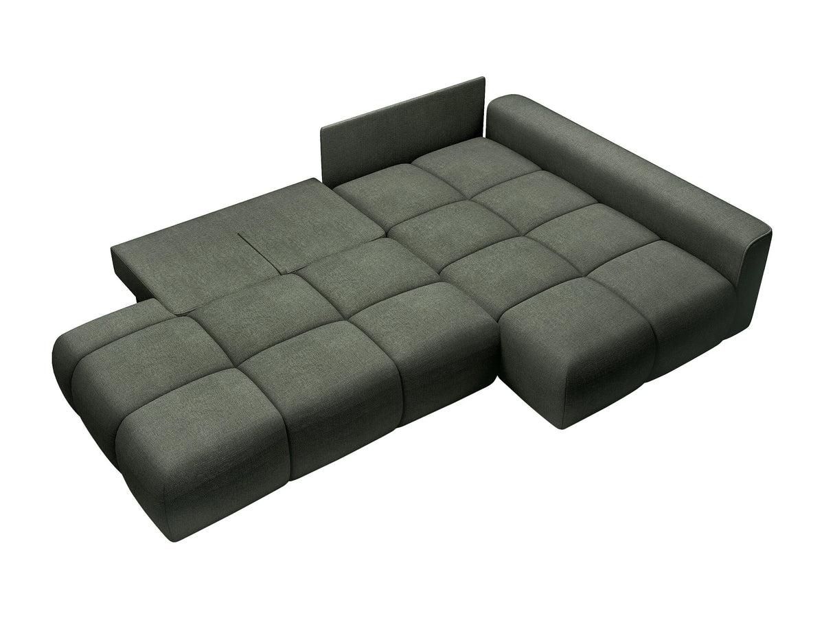 Canapé nuage d'angle droit convertible en tissu vert sapin - MINTURNO
