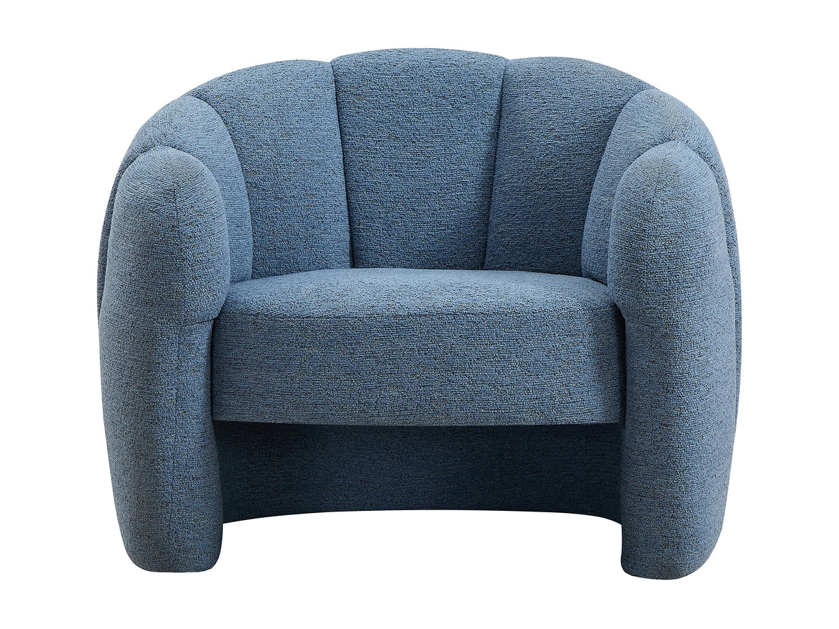 Fauteuil nuage coquillage en tissu chenille bleu - DELIPO
