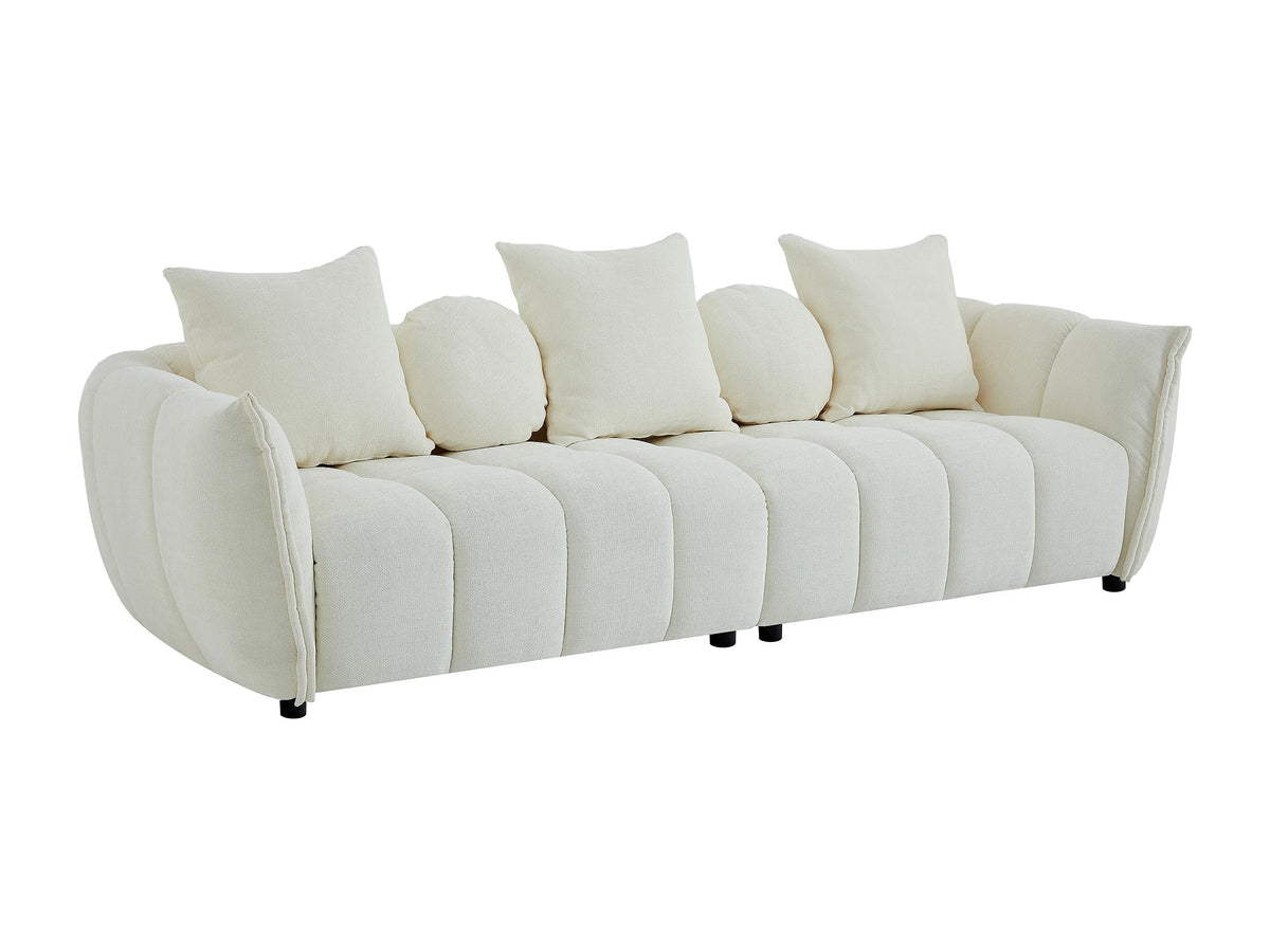 Canapé nuage droit 4 places en tissu texturé beige - GONOLON