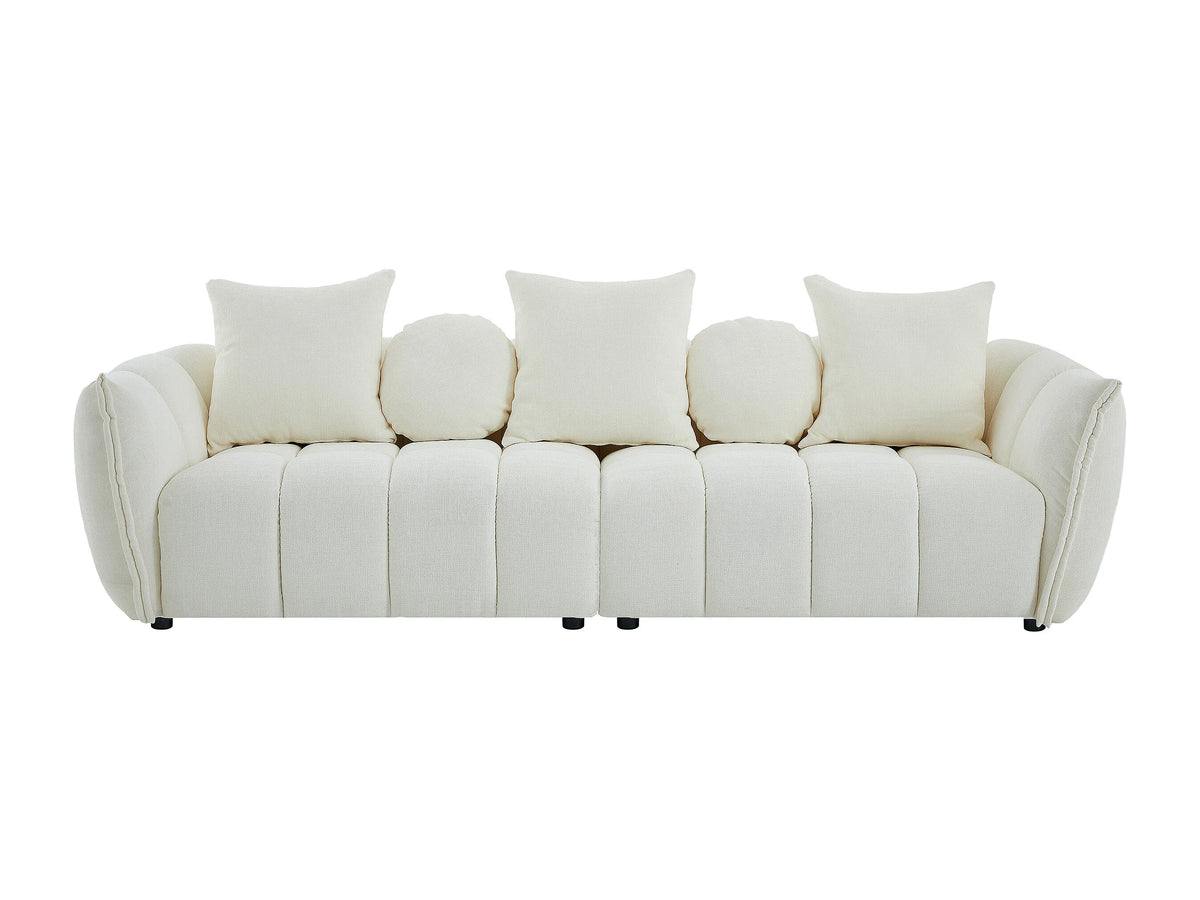 Canapé nuage droit 4 places en tissu texturé beige - GONOLON