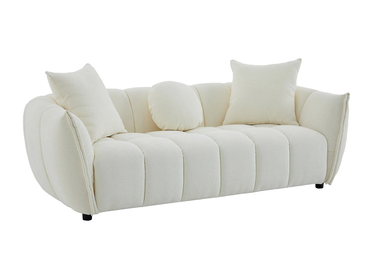 Canapé nuage droit 3 places en tissu texturé beige - GONOLON