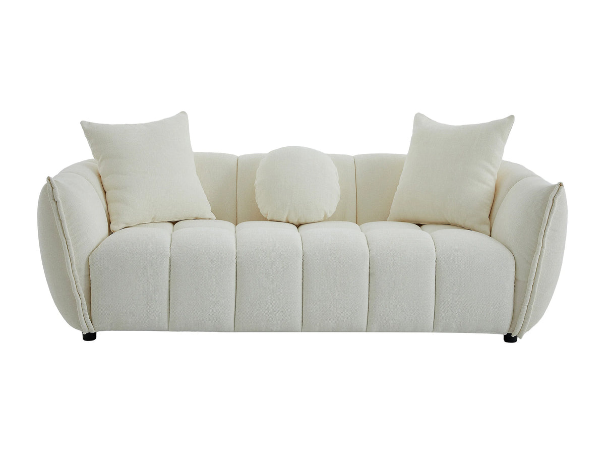 Canapé nuage droit 3 places en tissu texturé beige - GONOLON
