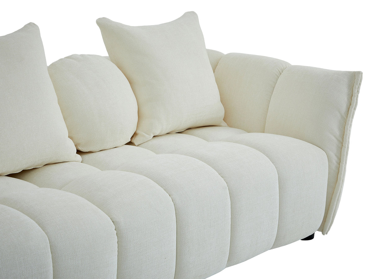 Canapé nuage droit 3 places en tissu texturé beige - GONOLON