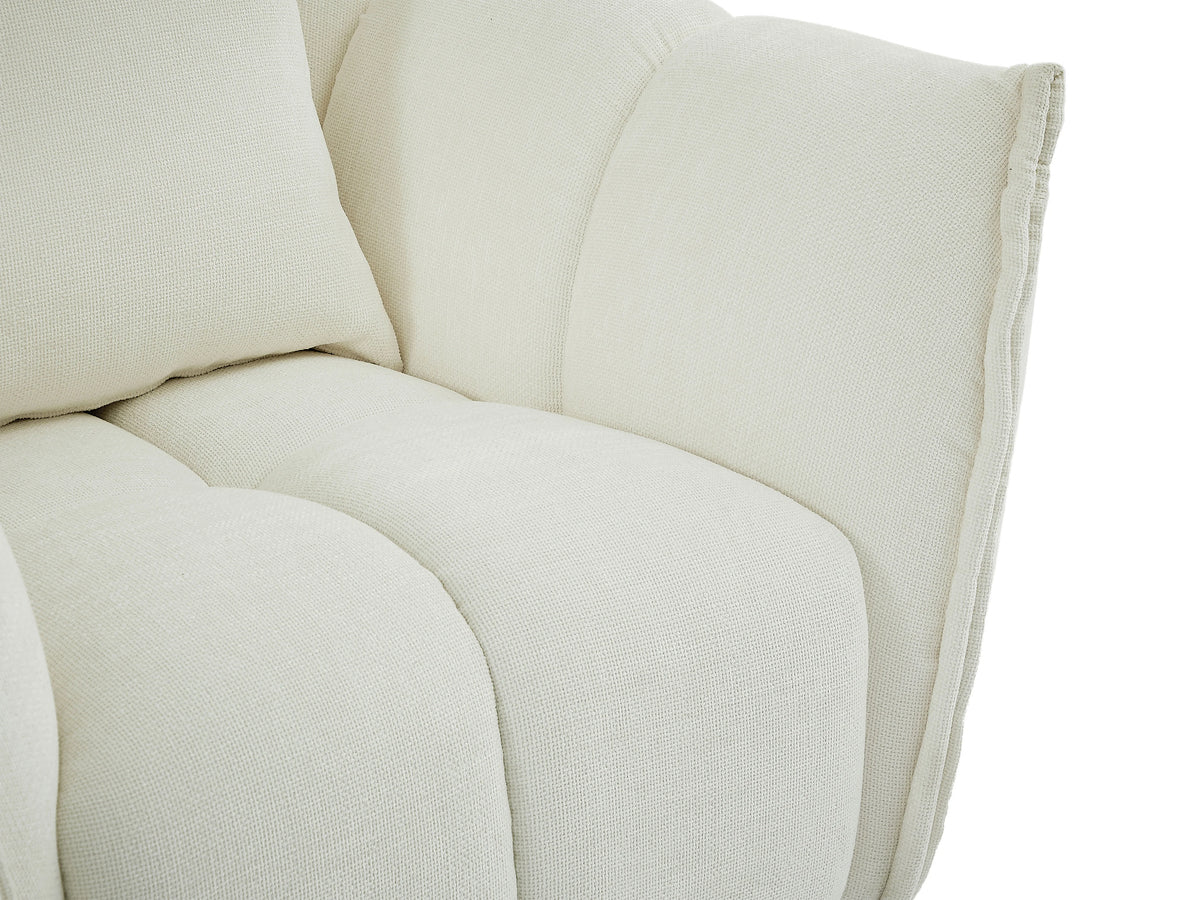 Canapé nuage droit 3 places en tissu texturé beige - GONOLON