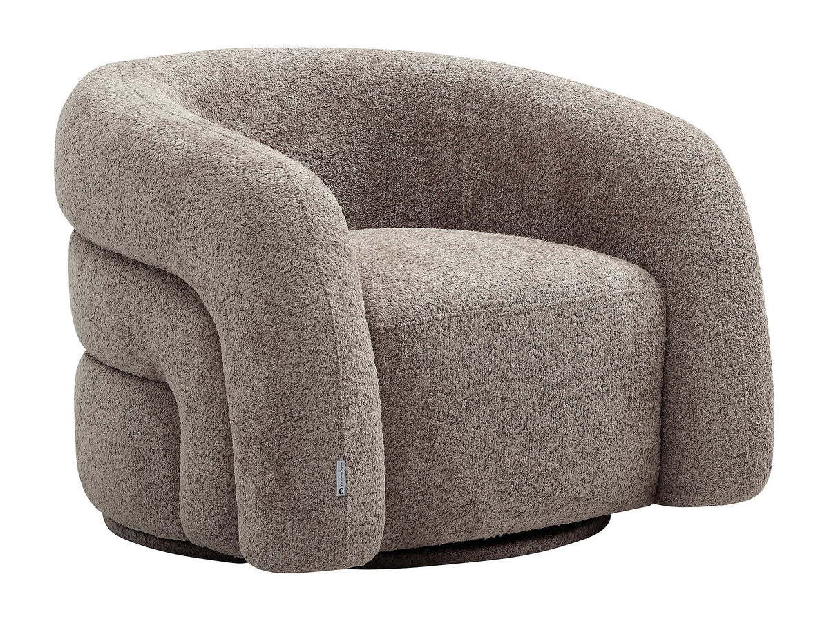 Fauteuil nuage pivotant en tissu bouclette taupe - LAPIOTA