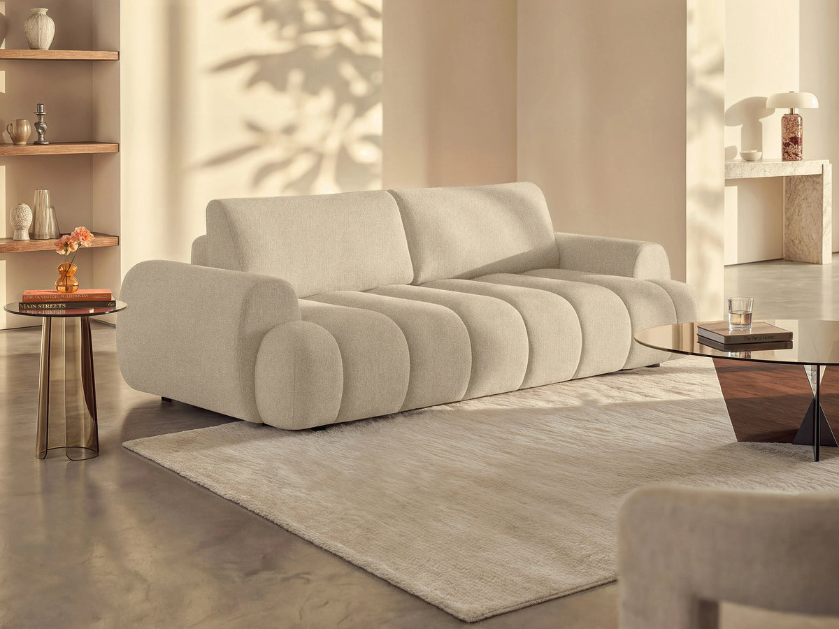 Canapé nuage 4 places convertible tissu beige - FRIDORA