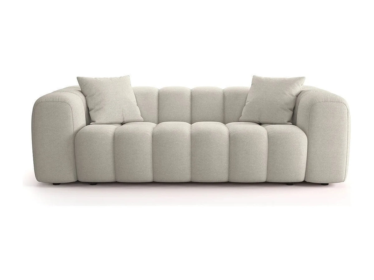 Canapé nuage droit 3 places en tissu chenille beige - NUVOLA