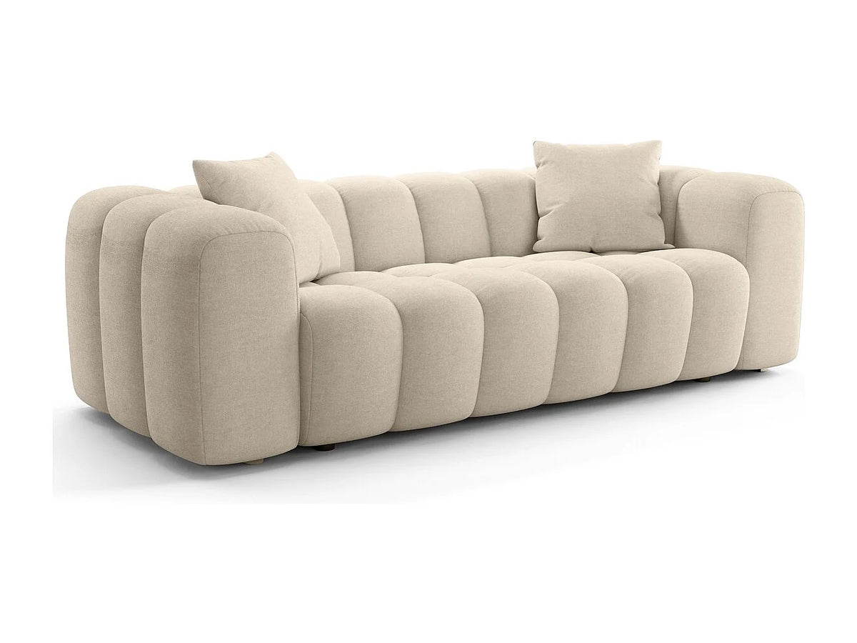 Canapé nuage droit 3 places en tissu chenille beige - NUVOLA