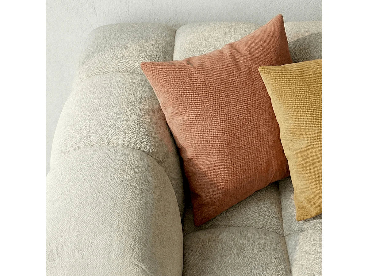 Canapé nuage droit 3 places en tissu chenille beige - NUVOLA