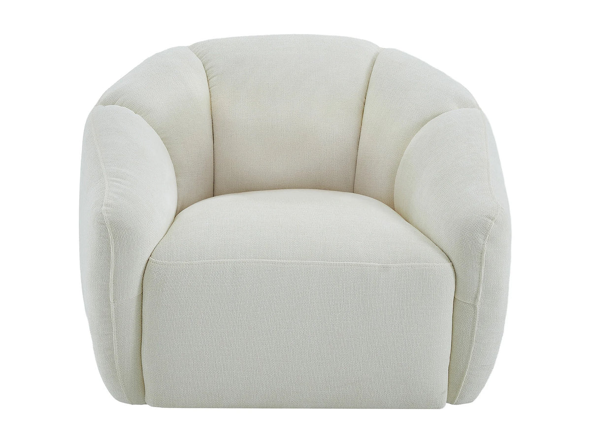 Fauteuil nuage pivotant en tissu texturé ivoire - NAFEKI