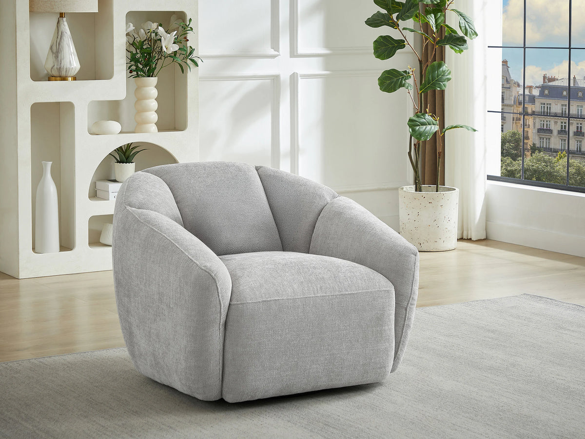 Fauteuil nuage pivotant en tissu texturé gris clair - NAFEKI